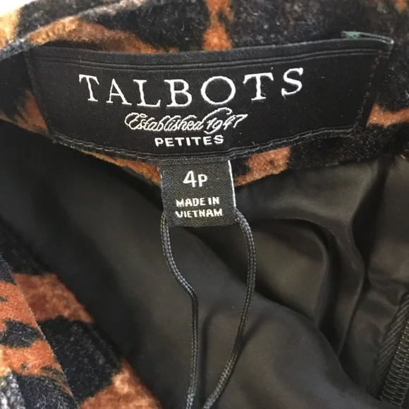NWT Talbots Leopard Print Velvet Pencil Skirt 4P - Picture 3 of 13